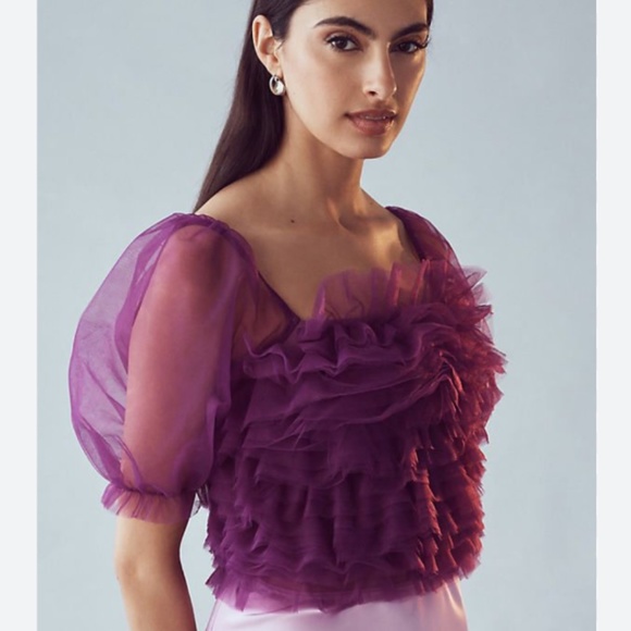 Brand New ENDLESS ROSE ORGANZA RUFFLE CROP TOP - Picture 1 of 9